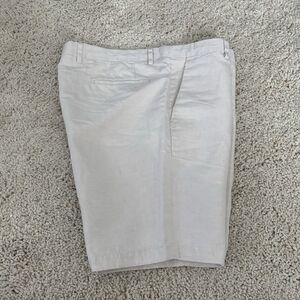 Murano Baird McNutt Shorts Mens 38 Beige Linen Cotton Flat Front Bermuda